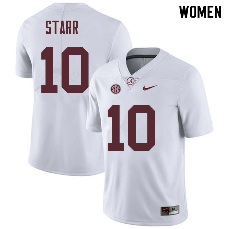 Alabama Crimson Tide Women's Bart Starr #10 White NCAA Nike Authentic Stitched College Football Jersey WM16K55ZP